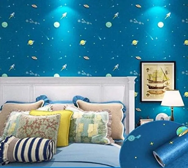 Wall Stickers Wallpaper For Kids Room (40X304 CM) Stars Galaxy Design Girls Bedroom Baby Decoration Wardrobe Furniture Decoration Self Adhesive Waterproof DIY | 40X304 CM